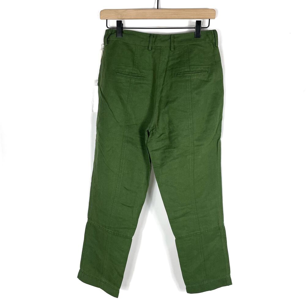 Apiece Apart Palma Chill Pant Bottle Green Linen High Rise‎ Straight Leg Sz 0 - Picture 13 of 15
